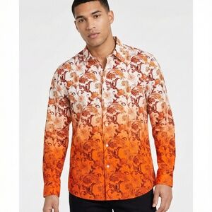 INC INTERNATIONAL CONCEPTS 100% Cotton Paisley Print Ombré Long Sleeve Shirt XL